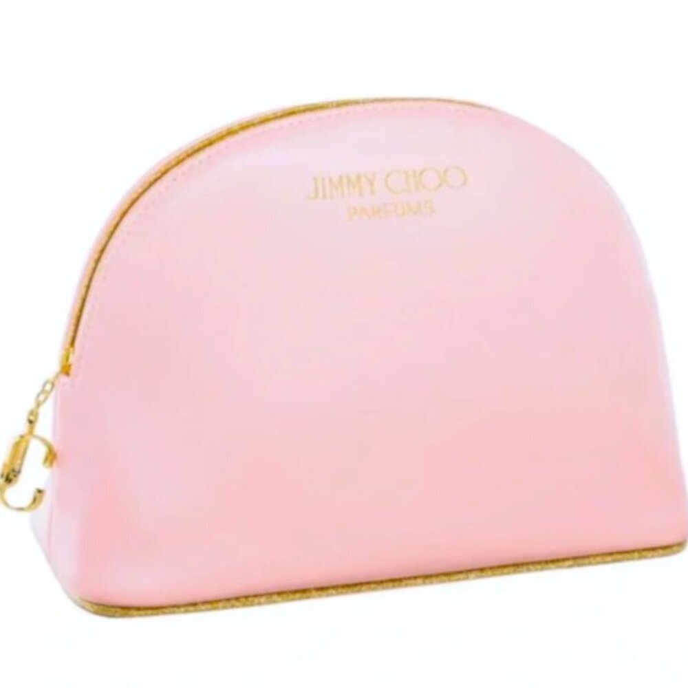 Jimmy Choo Perfumes Bag Makeup Designer cosmetic Bag Pink Gold Glitters Luxury - Picture 3 of 3